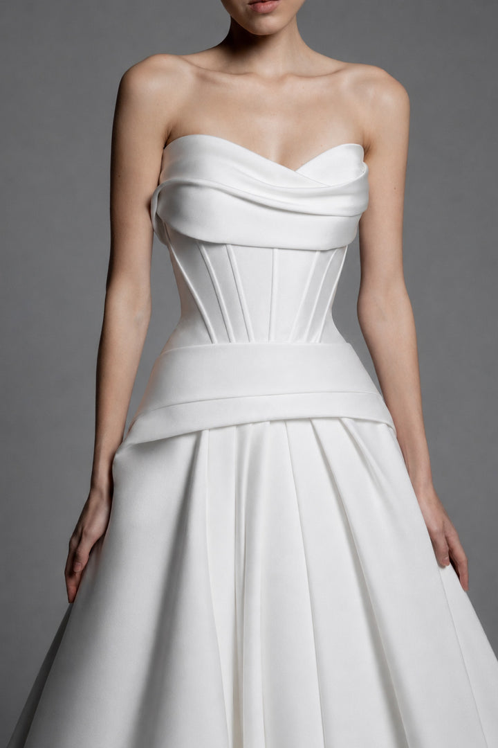 Plume by Kristie, Gideon, Structured Satin Ball Gown | Esposa