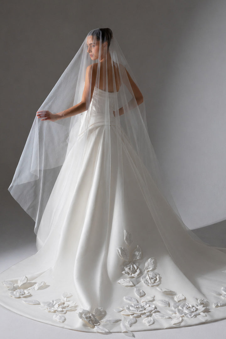 Plume by Kristie, Gideon, Structured Satin Ball Gown | Esposa