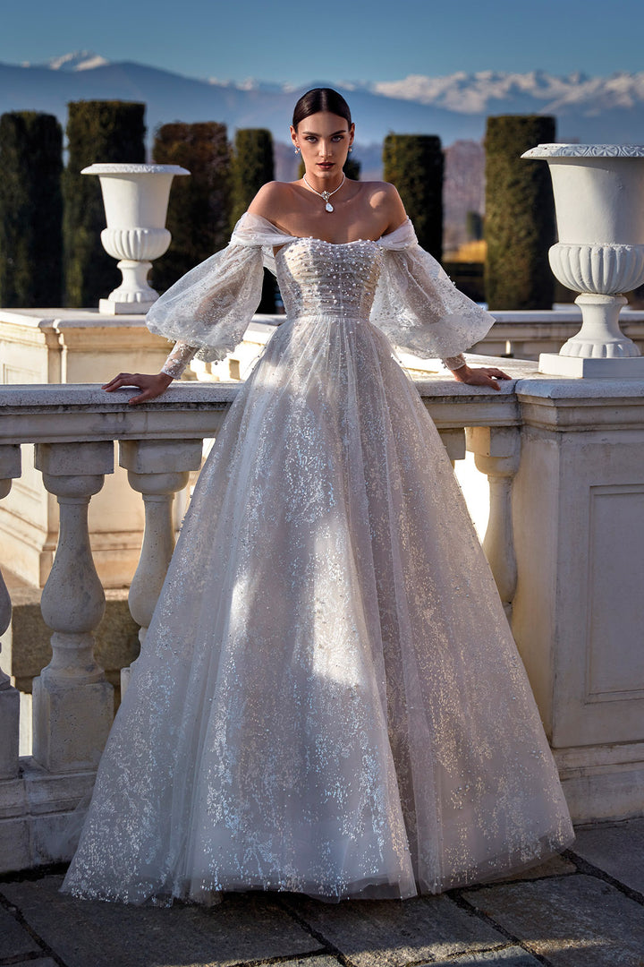 Pronovias Privée, A-line Glitter Gown | Esposa