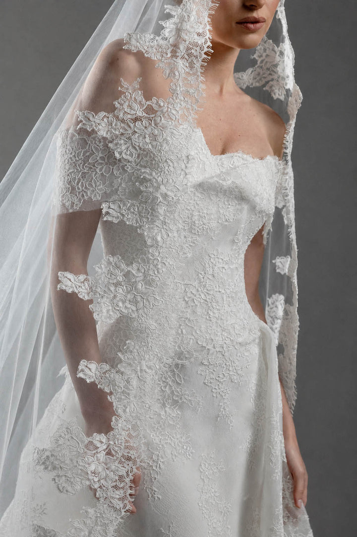 Plume by Kristie, Gloria, Romantic Lace Straight Gown | Esposa