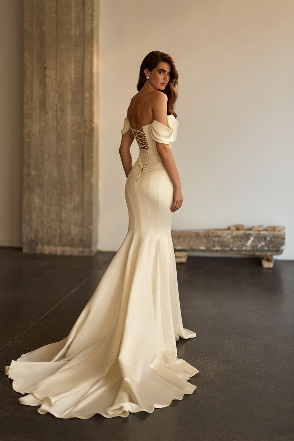 Milla Nova, Greta, Asymmetric Draped Corset Mermaid Gown | Esposa