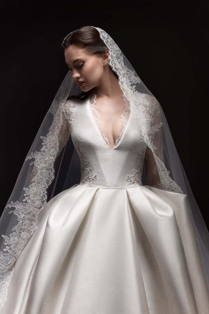 Plume by Kristie, Jeanette, Elegant Satin Ball Gown | Esposa
