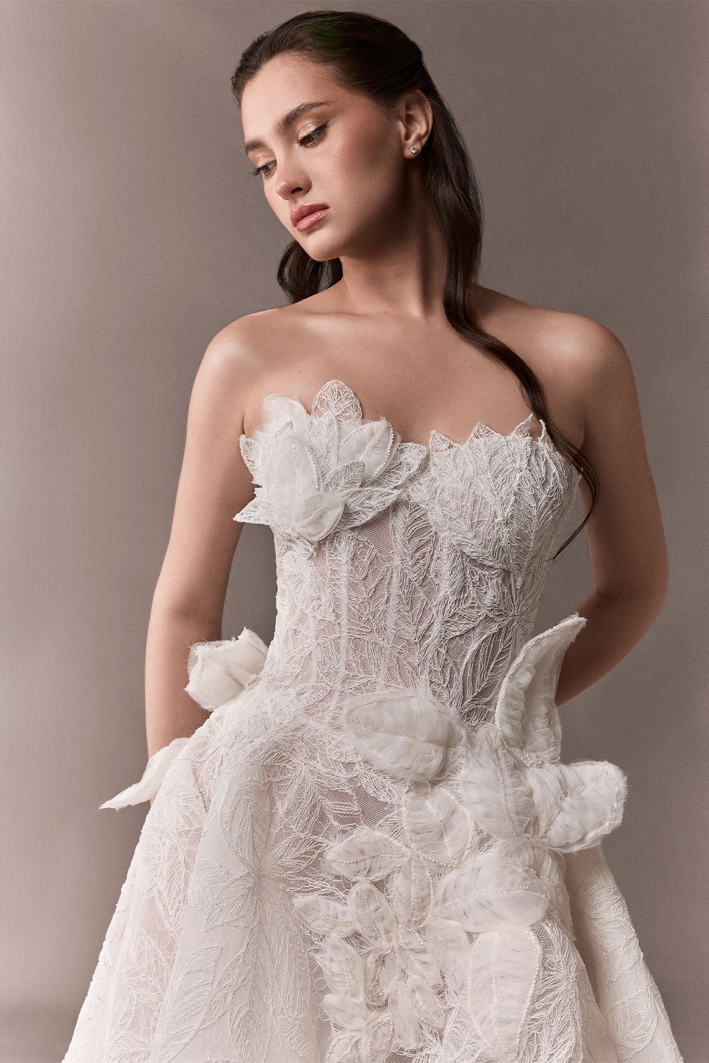 Plume by Kristie, Jennifer, Featherlight Floral Lace Ball Gown | Esposa