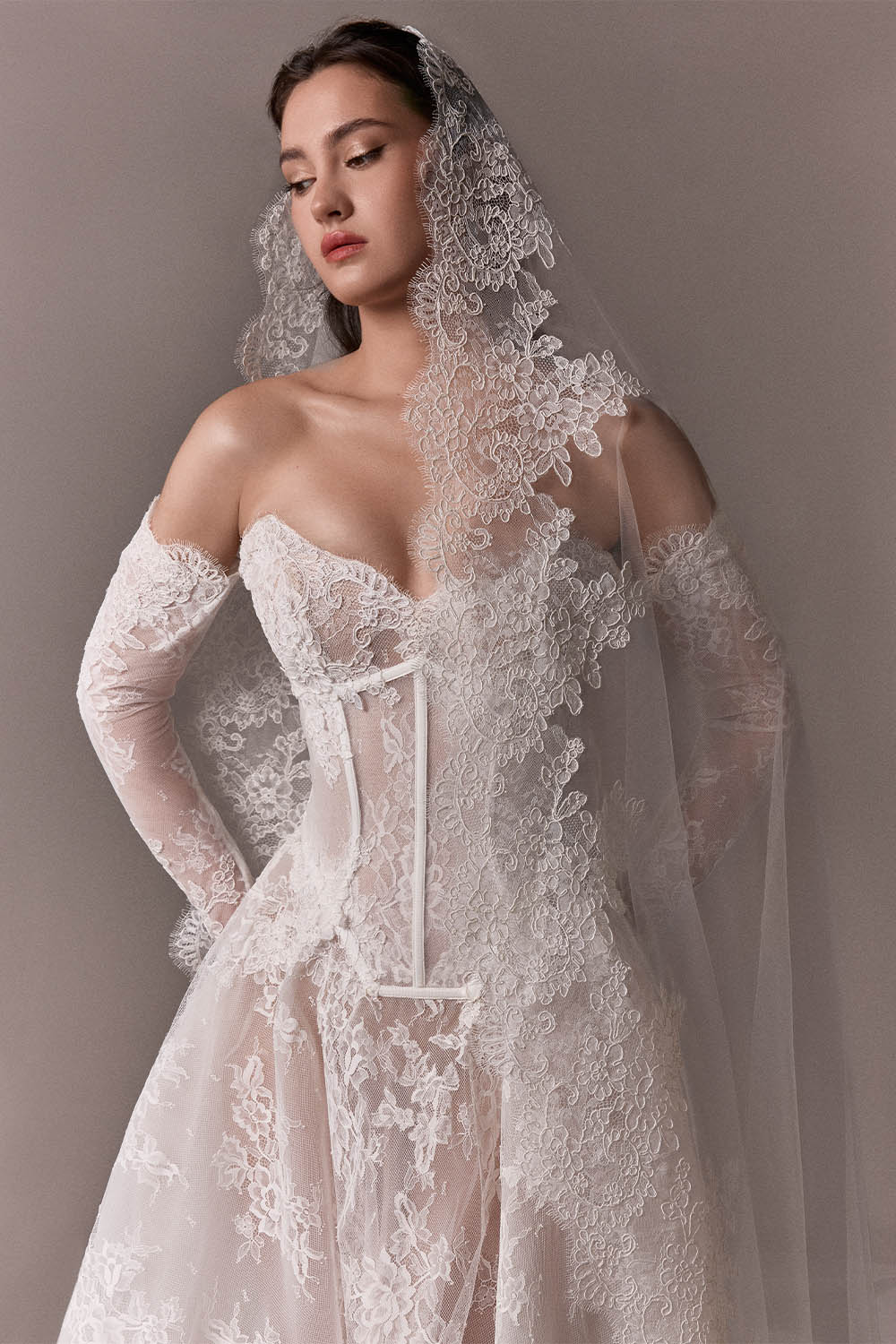 Plume by Kristie, Josephine, Ethereal Lace Corset A-Line Gown | Esposa