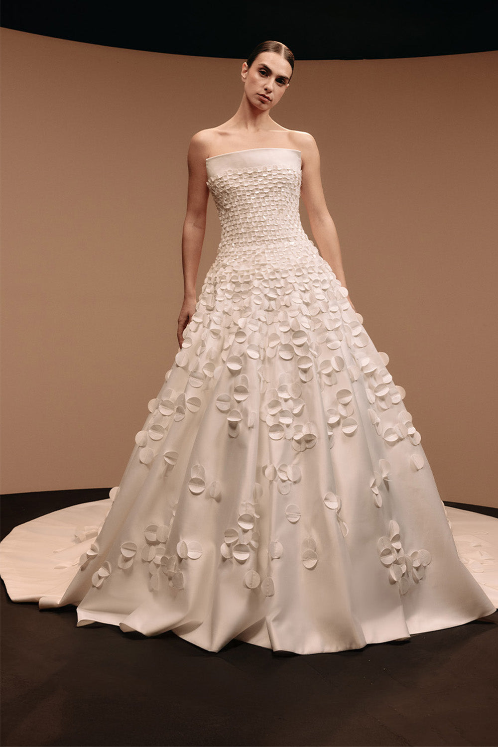 Kristie Romanos, Barbara, Dimensional Petal A-Line Gown | Esposa