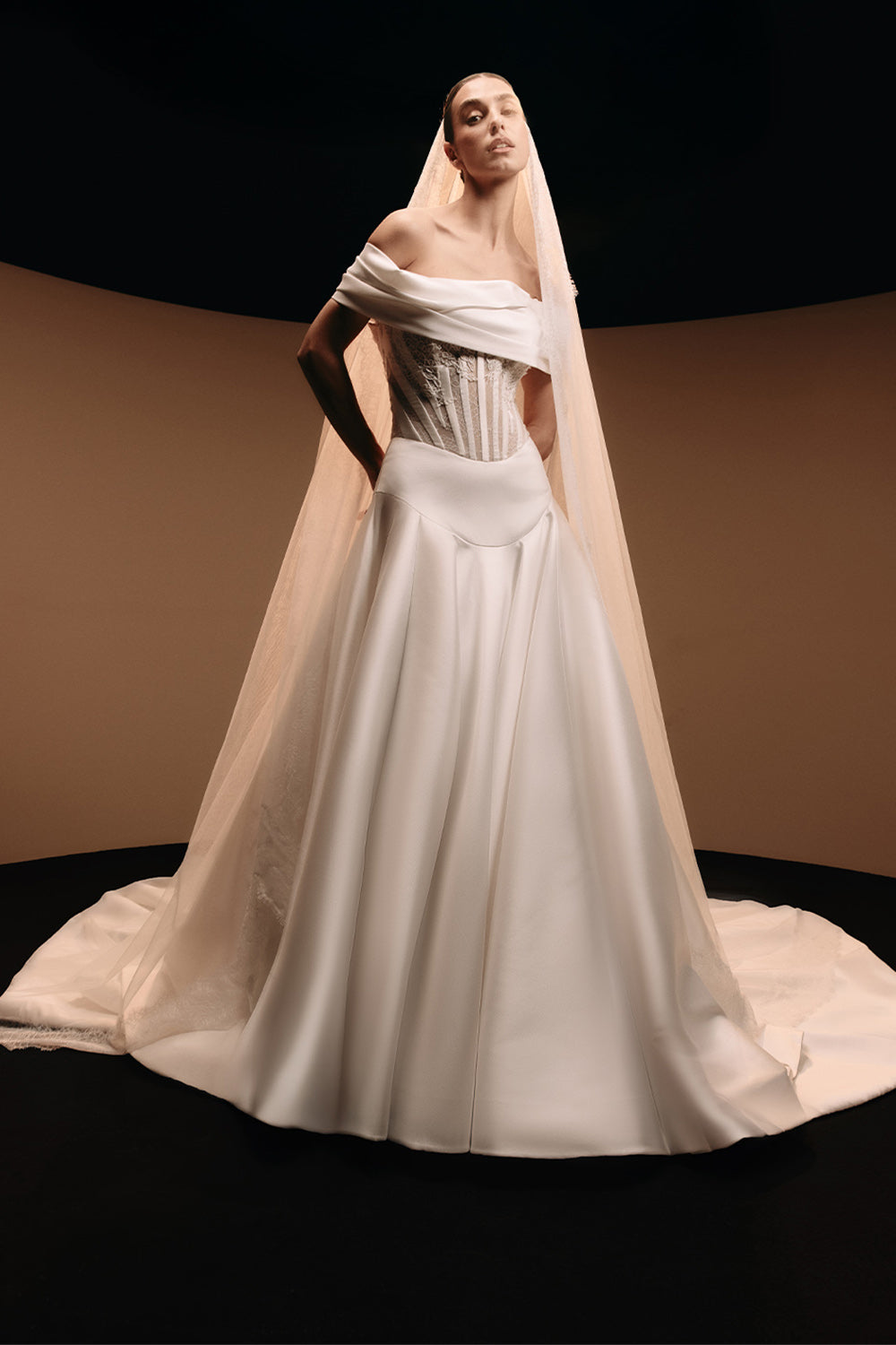 Kristie Romanos, Betty, Draped Corset A-Line Gown | Esposa