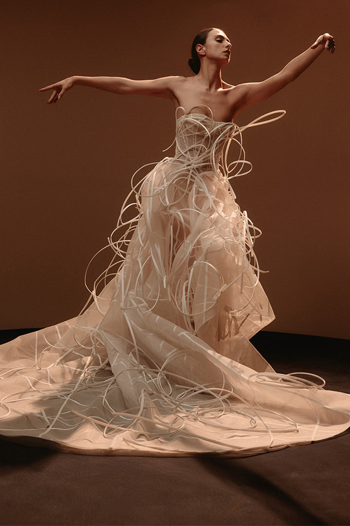 Kristie Romanos, Bianca, 3D Ribbon Sculpture A-line Gown | Esposa