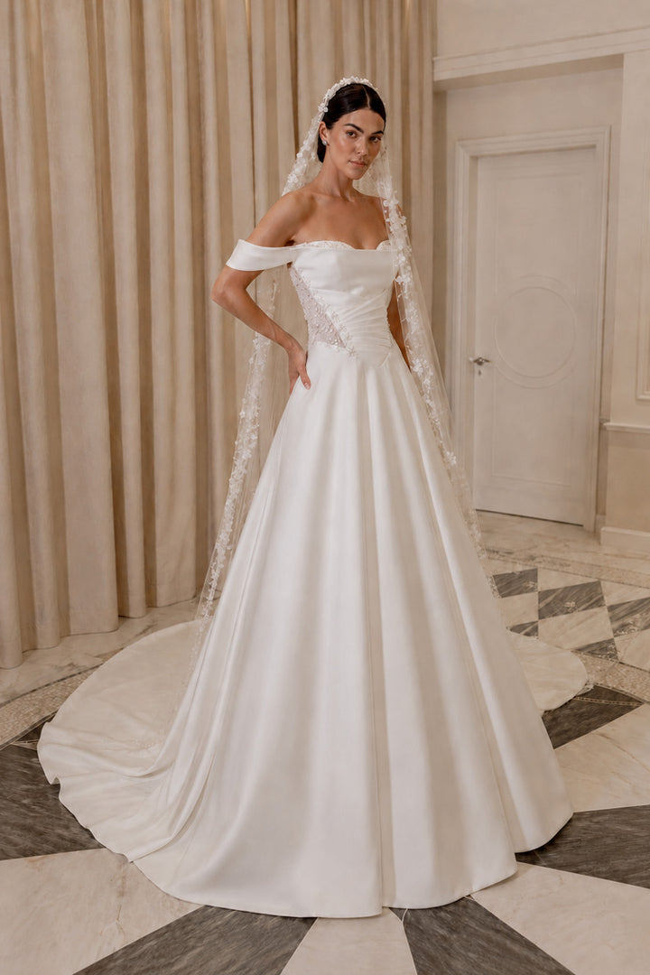Lilac, Timeless Satin A-Line Gown | Esposa