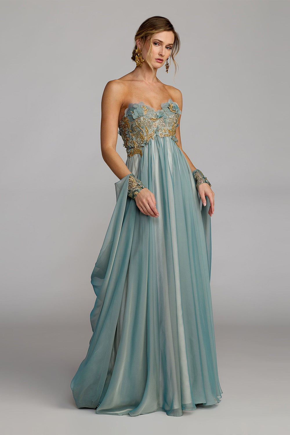 Mac Duggal, Floral Embroidered Chiffon Evening Gown | Esposa