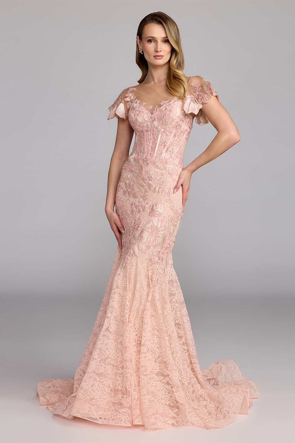 Mac Duggal, Floral Lace Mermaid Evening Gown | Esposa