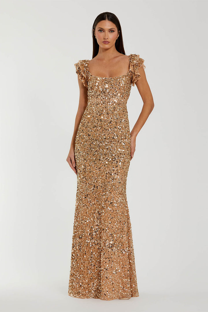 Mac Duggal, Sequin Flutter Sleeve Evening Gown | Esposa