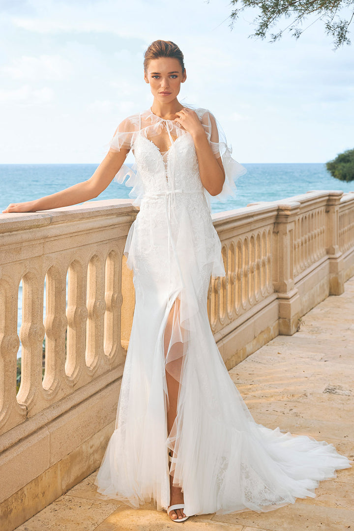 Marchesa, Ailsa, Sheer Cape Overlay Gown | Esposa