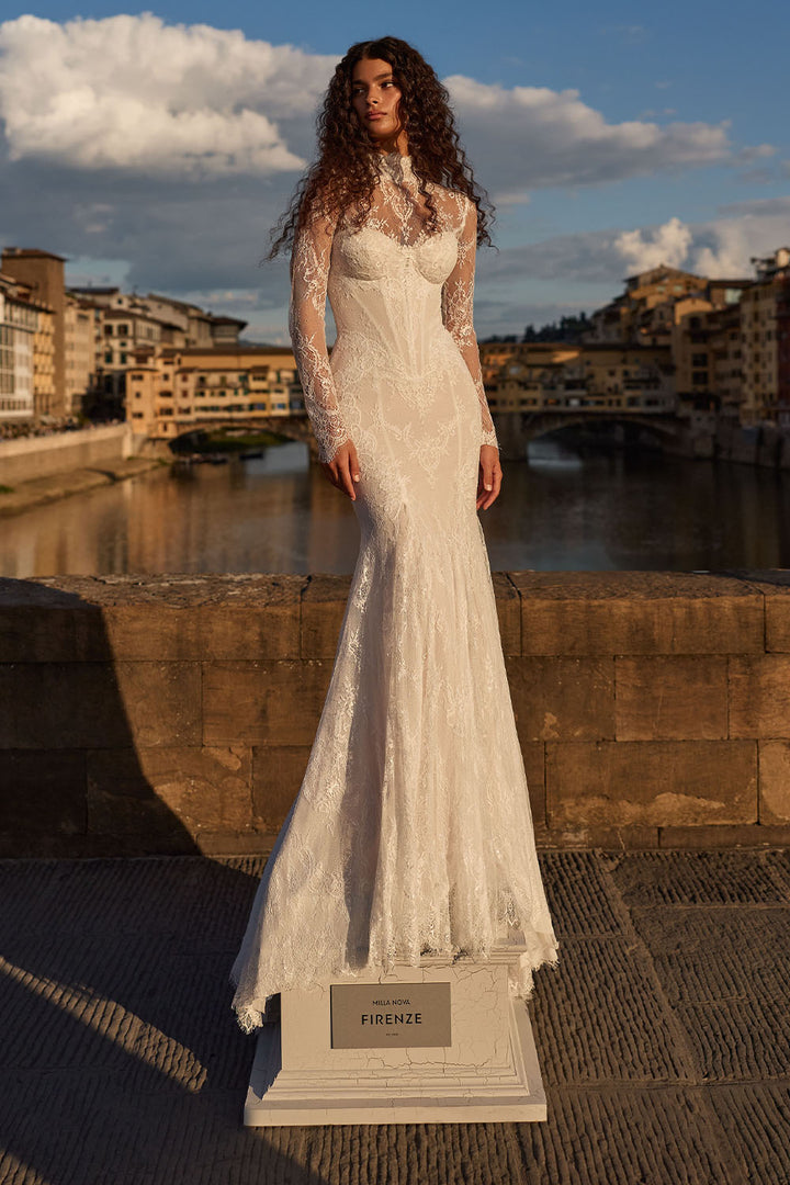 Milla Nova, Caravellia, High-Neck Lace Mermaid Bridal Gown | Esposa