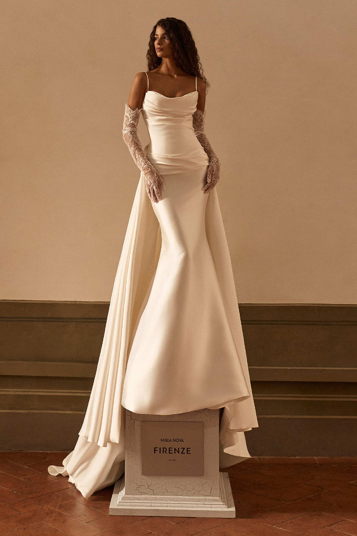 Milla Nova, Clarienne, Sculpted Satin Mermaid Gown | Esposa