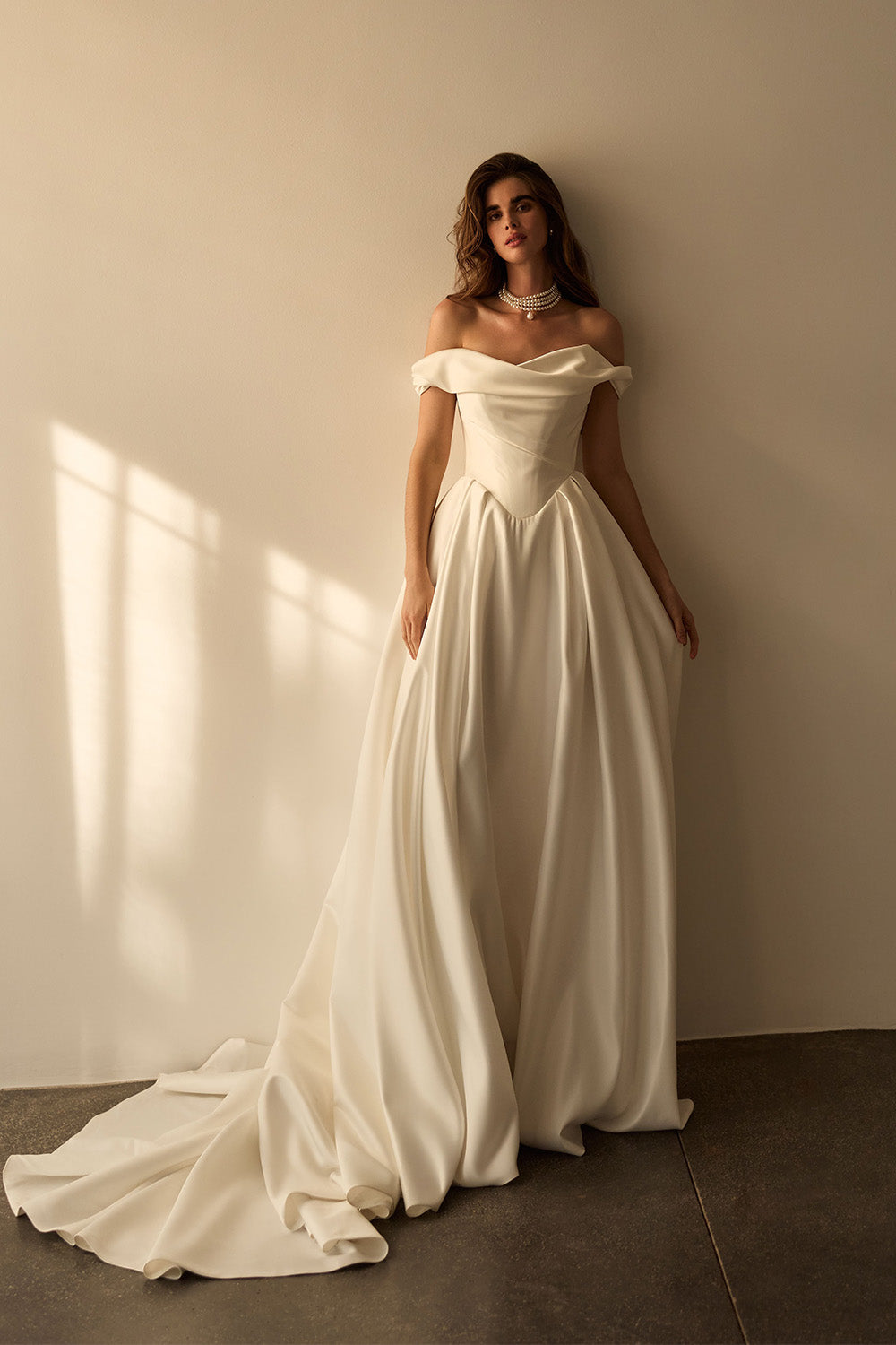 Milla Nova, Grace, Off-Shoulder Draped Corset Ball Gown | Esposa