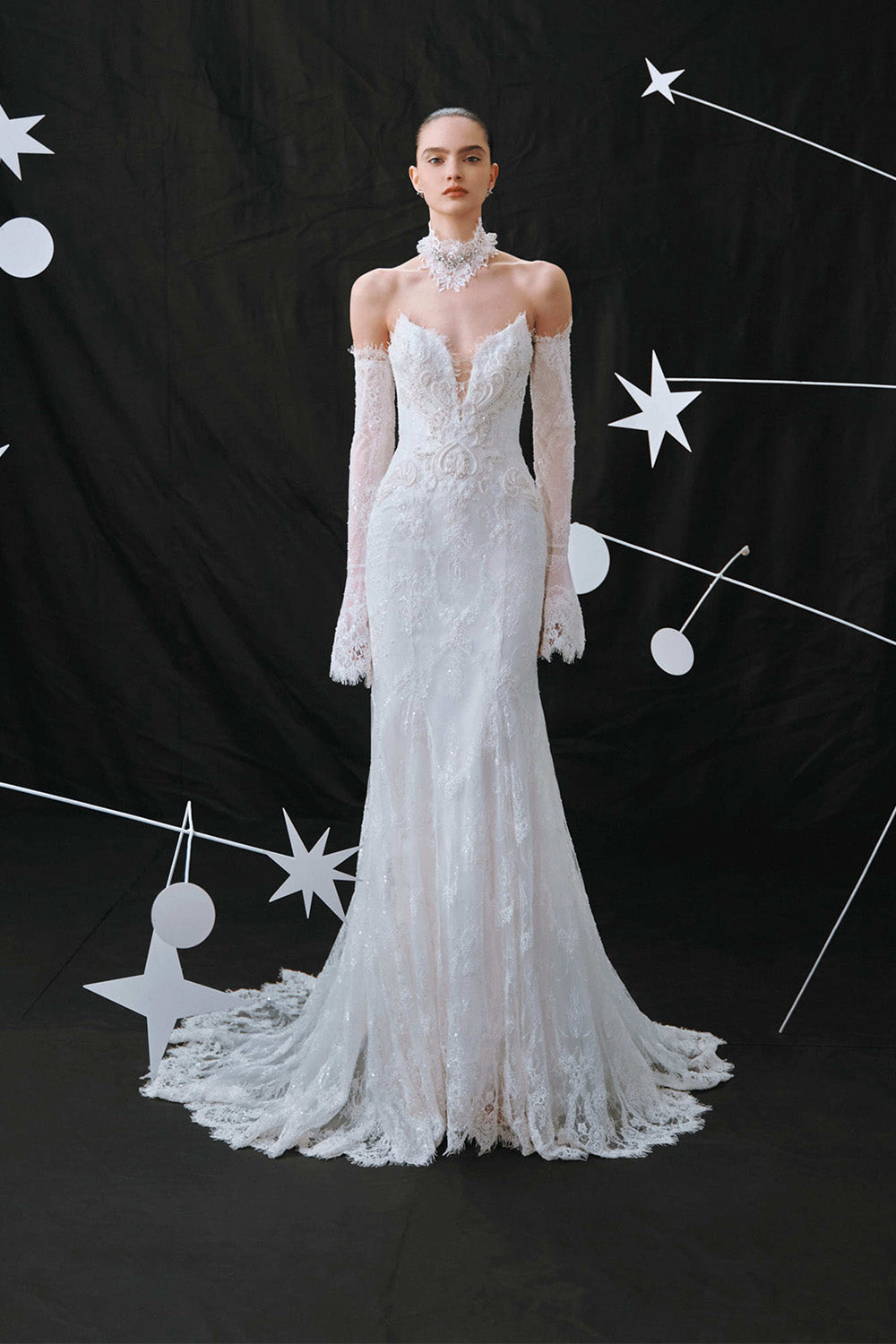 Milla Nova, Lyxora, Off-Shoulder Lace Straight Gown | Esposa