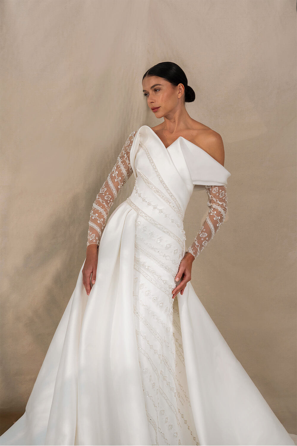 Kristie Romanos, Asymmetrical Satin Dress | Esposa