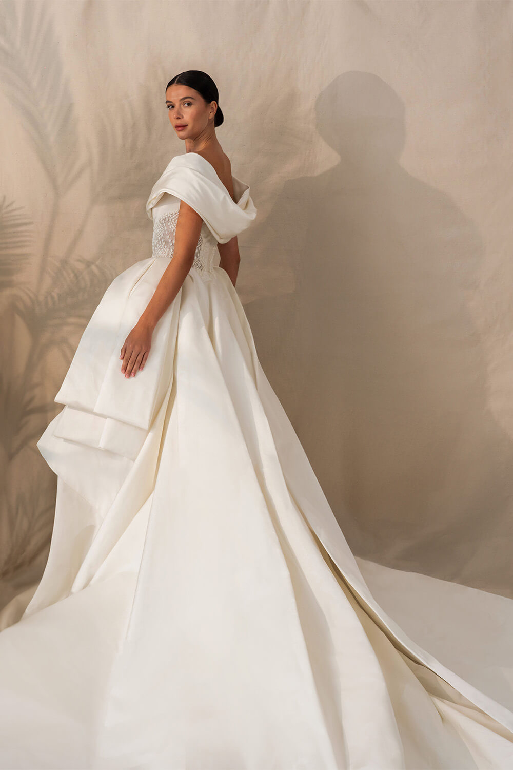 Kristie Romanos, Modern Off Shoulder Gown | Esposa