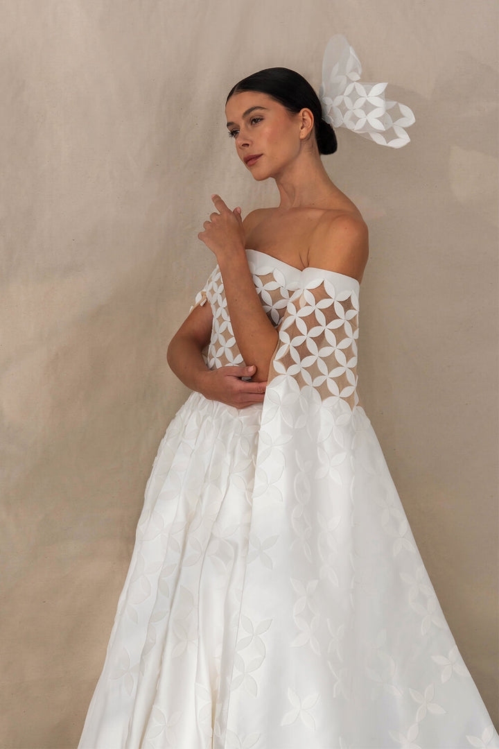 Kristie Romanos, Off Shoulder Bridal Gown | Esposa