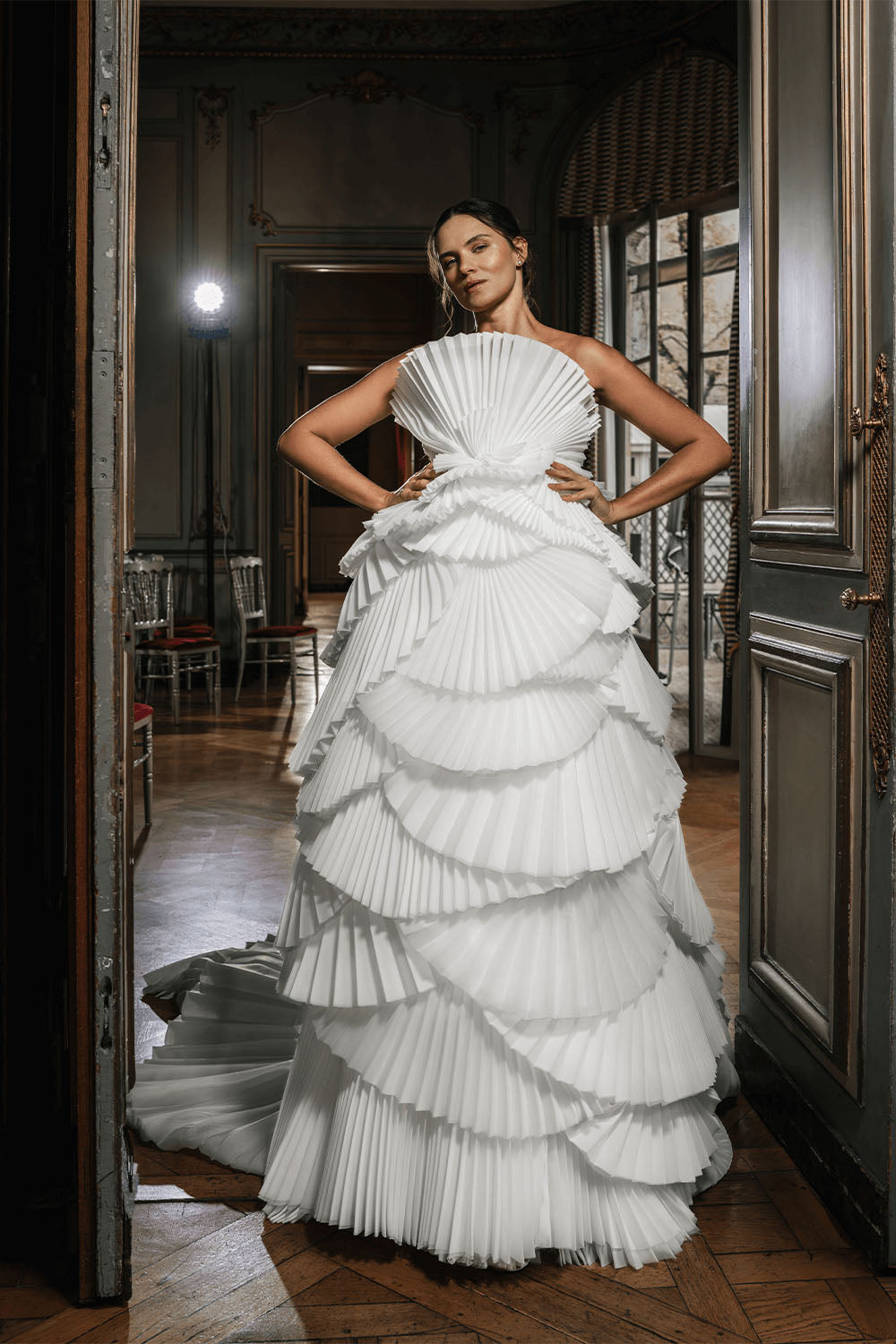 bella bridal dresses BAILEY WEDDING DRESS Maya A subtle beaded belt cinches the waist Nova Bella Bridal Gowns &
