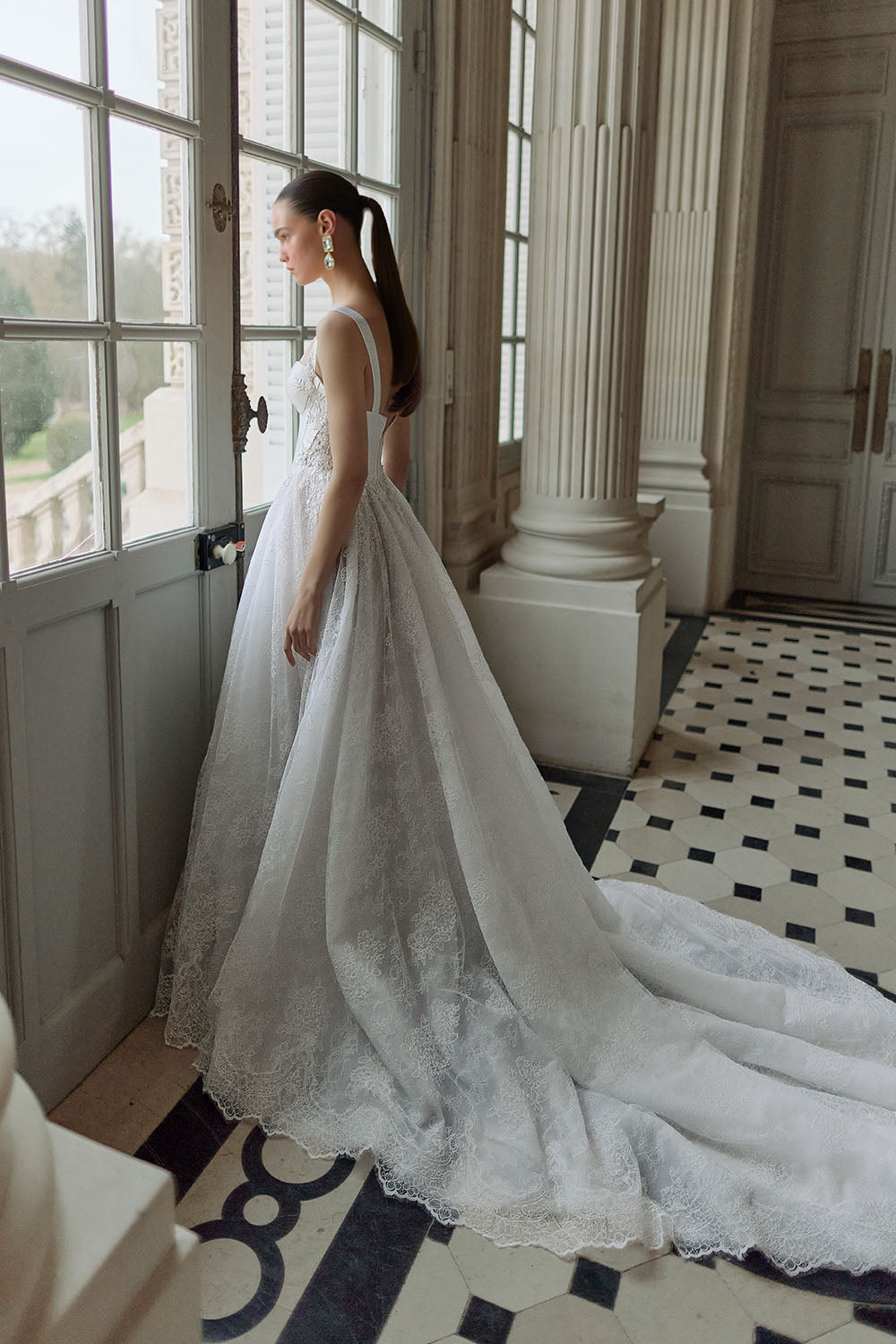 Wona Concept, Ondine, Contemporary Basque-Waist Lace A-Line Gown | Esposa