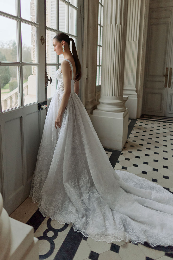 Wona Concept, Ondine, Contemporary Basque-Waist Lace A-Line Gown | Esposa