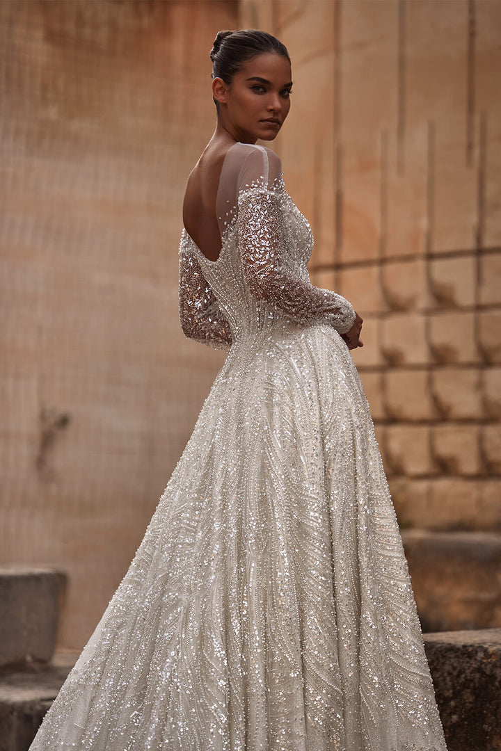 Milla Nova, Shimmering Sleeved Gown | Esposa