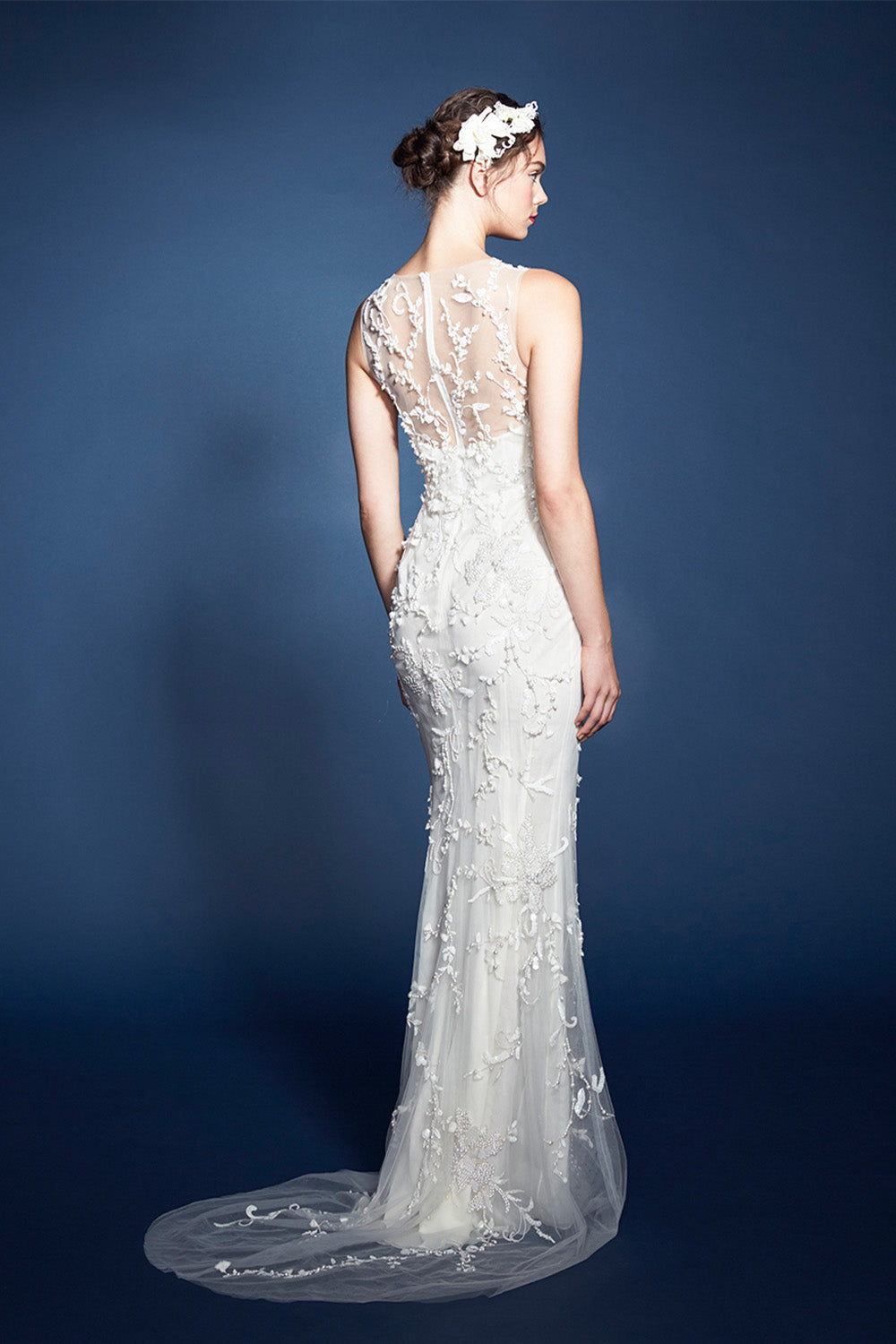 Marchesa, Phoebe, Illusion Embroidered Straight Gown | Esposa