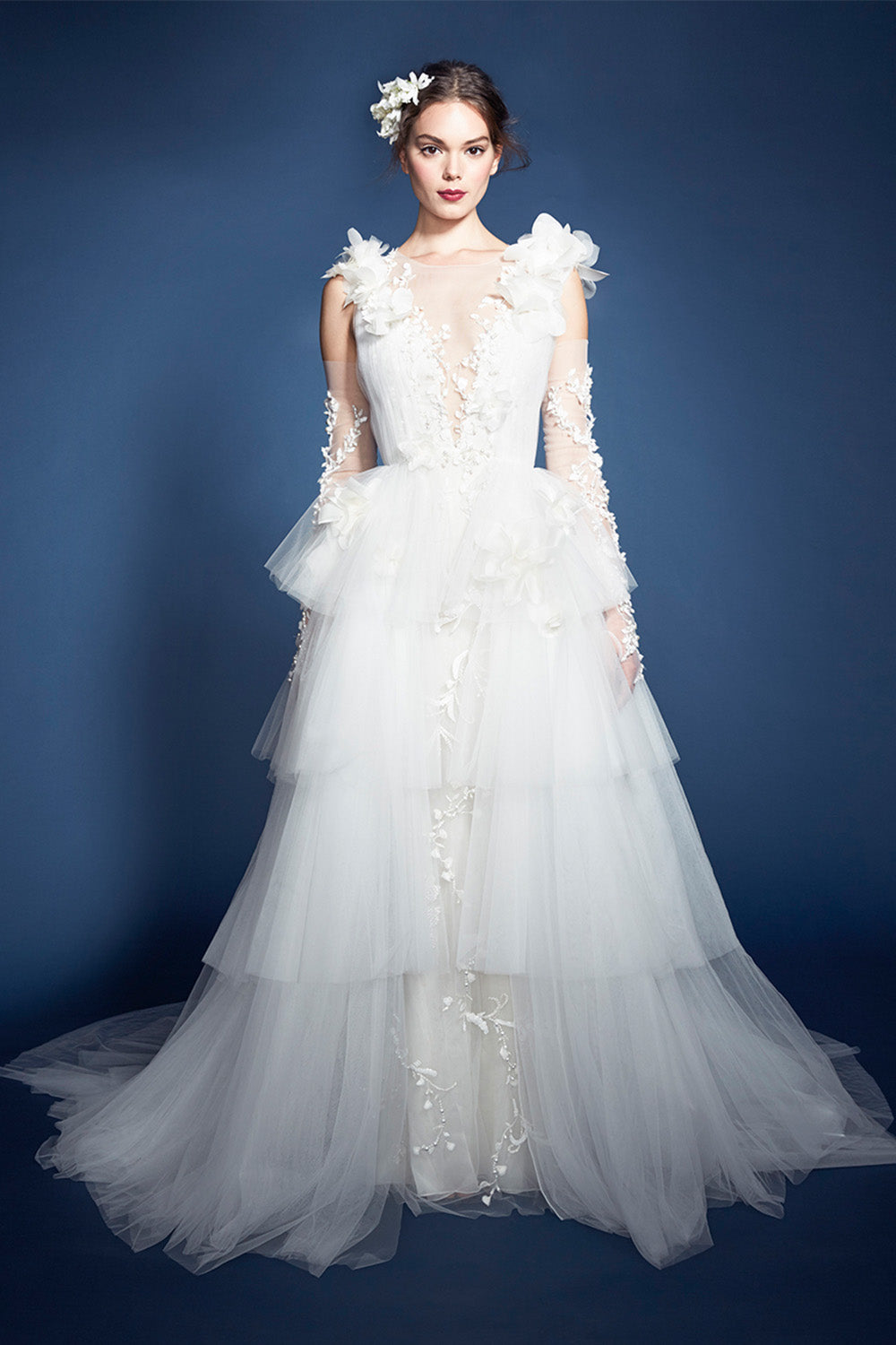 Marchesa, Phoebe, Illusion Embroidered Straight Gown | Esposa