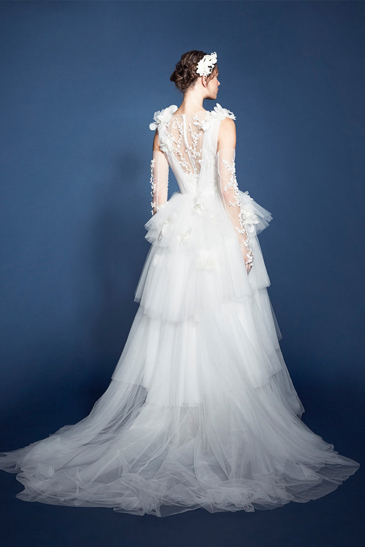 Marchesa, Phoebe, Illusion Embroidered Straight Gown | Esposa