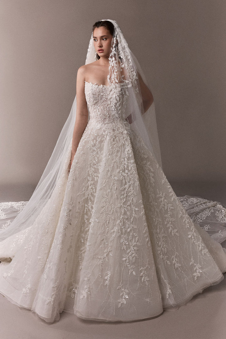 Plume by Kristie, Aiden, Graceful Embroidered Ball Gown | Esposa