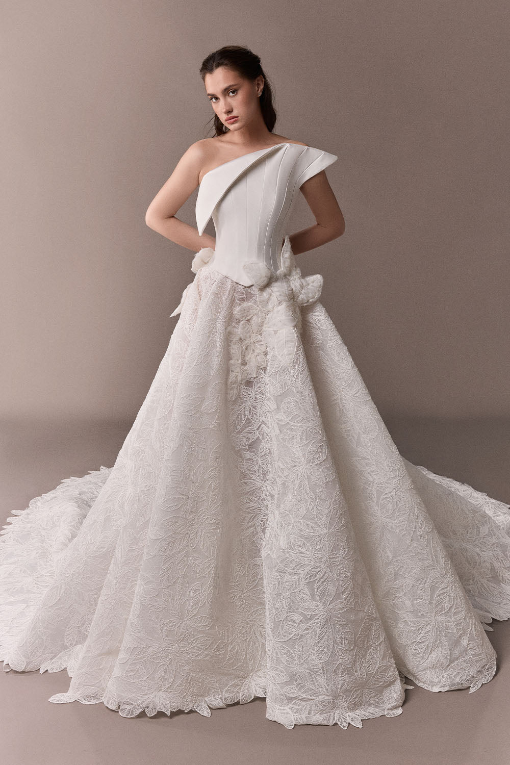 Plume by Kristie, Jennifer, Featherlight Floral Lace Ball Gown | Esposa