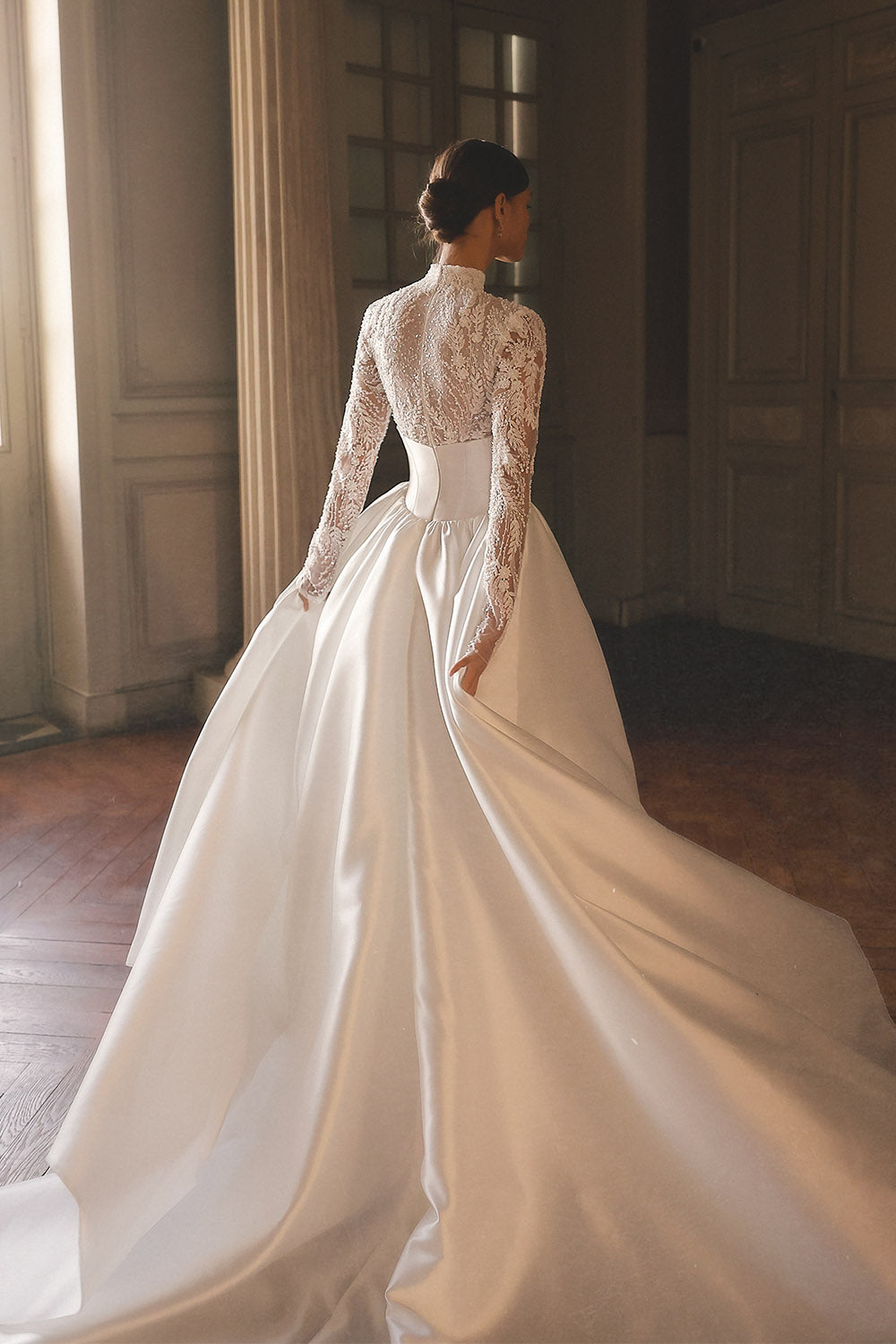 Wona Concept, Prisma, High-Neck Lace and Satin Ball Gown | Esposa