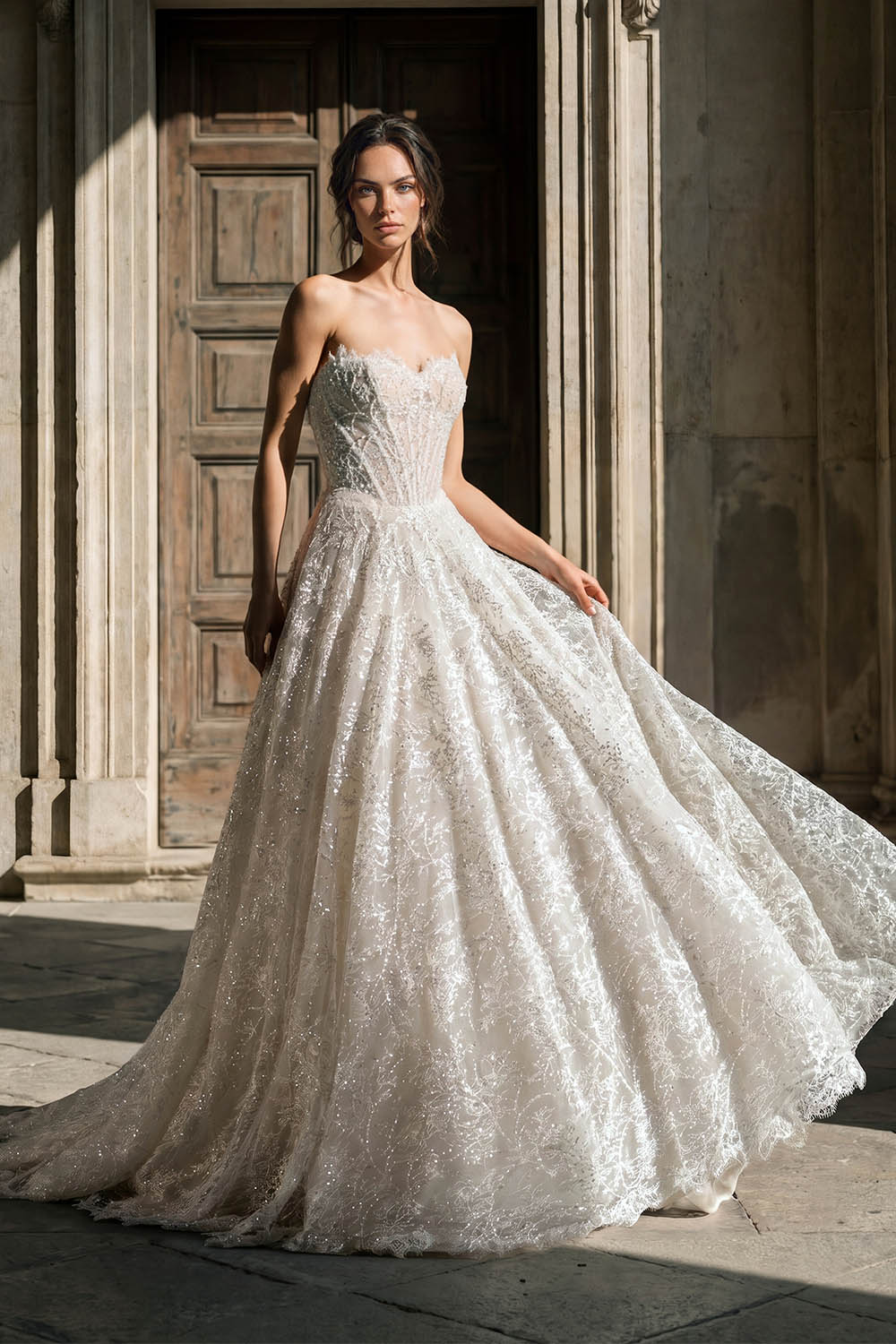 Pronovias Privée, Lyvorin, Shimmering Strapless Ball Gown | Esposa