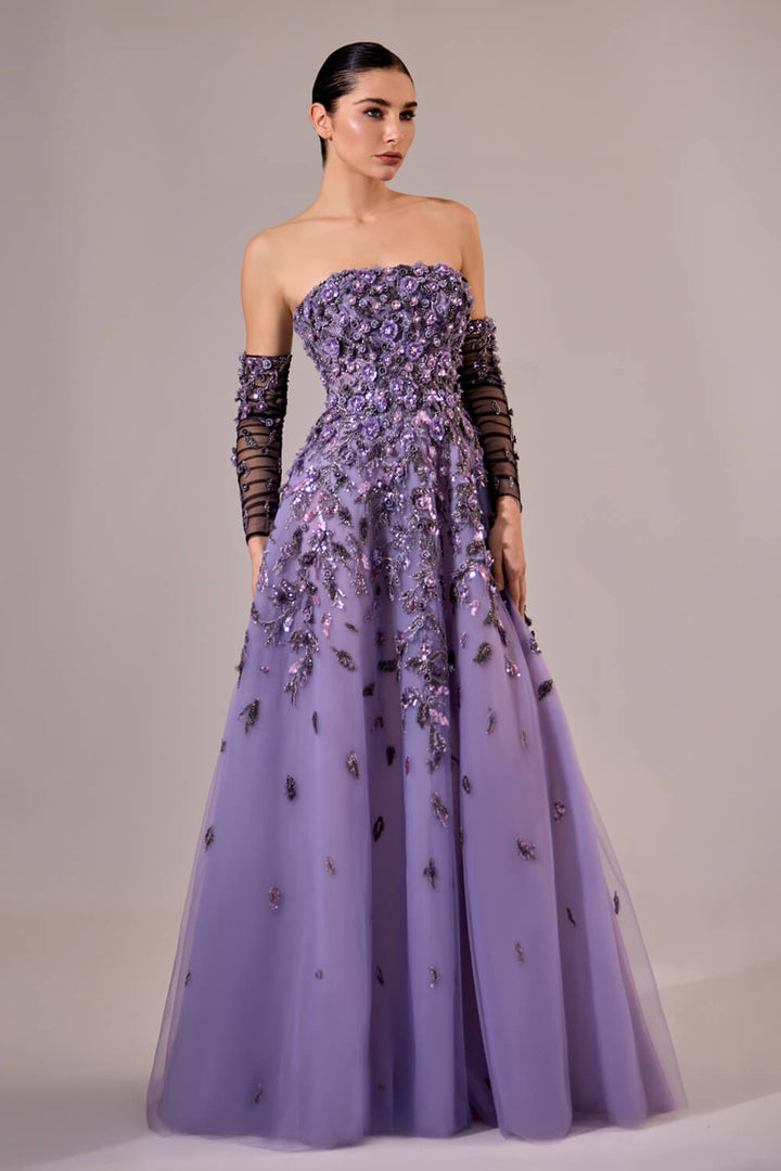 Bilal El Dana, Embroidered Strapless Gown | Esposa