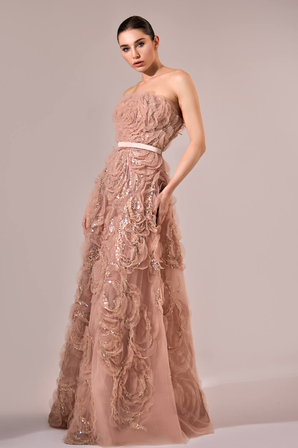 Bilal El Dana, Layered Floral Gown | Esposa