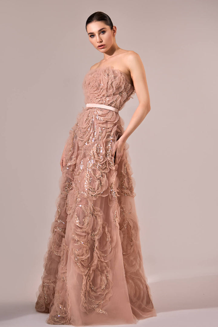 Bilal El Dana, Layered Floral Gown | Esposa