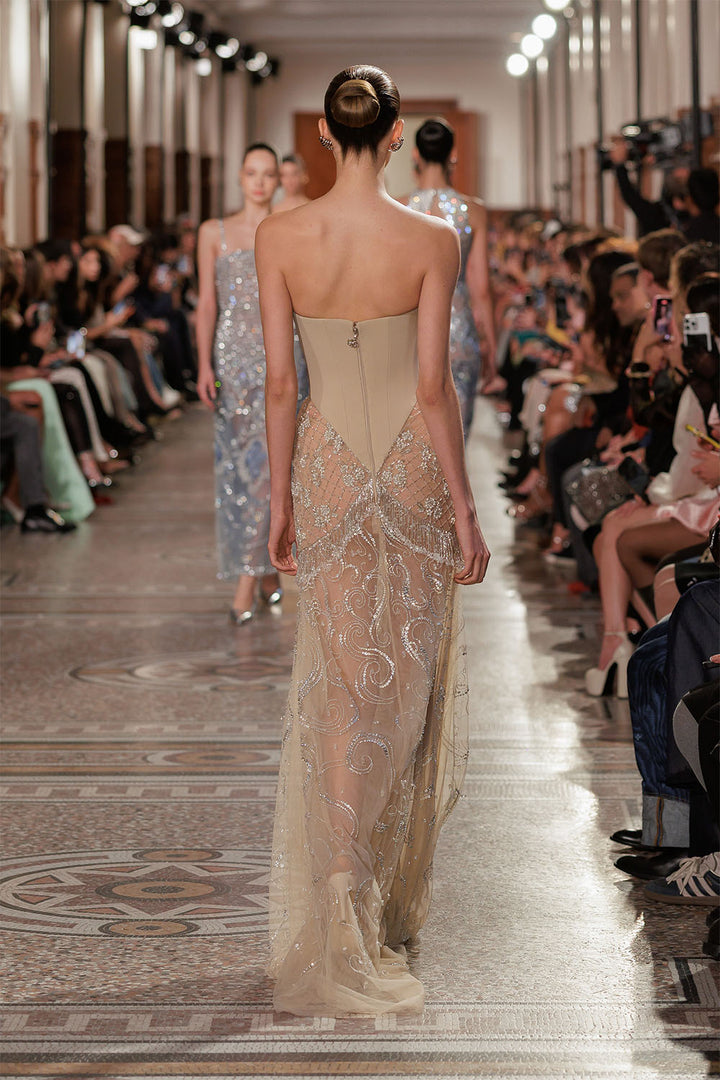 Georges Hobeika, Strapless Embellished Illusion Gown | Esposa