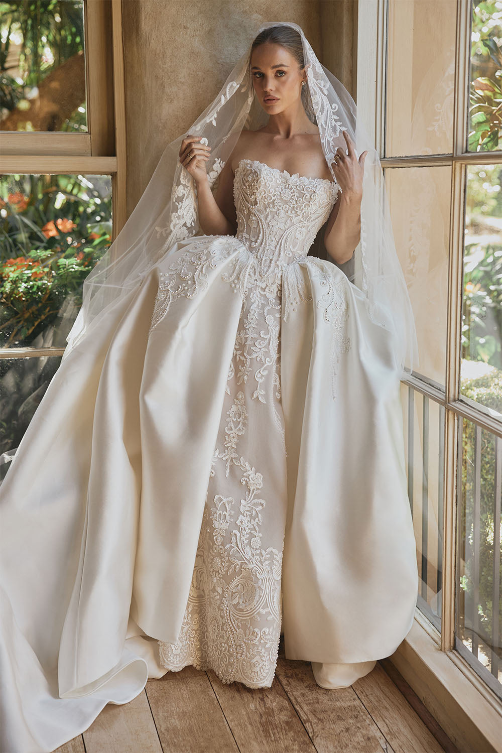 Steven Khalil, Azia, Majestic Strapless Lace Bridal Gown | Esposa