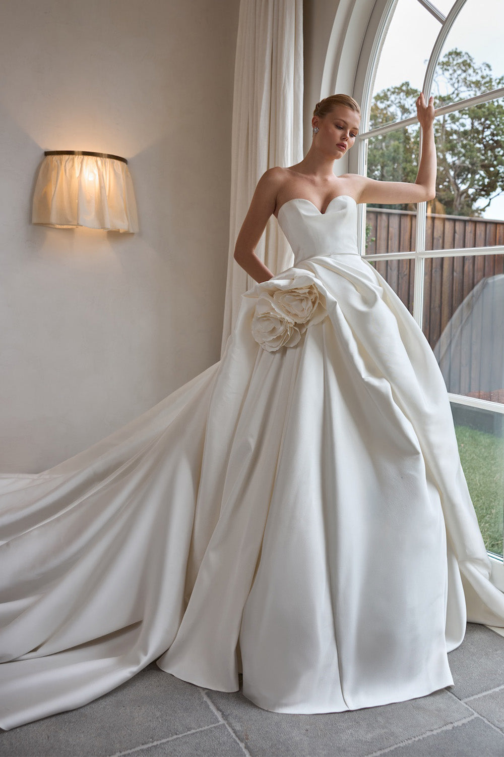 Steven Khalil, Caroline, Rosette-Detailed Satin Ballgown | Esposa