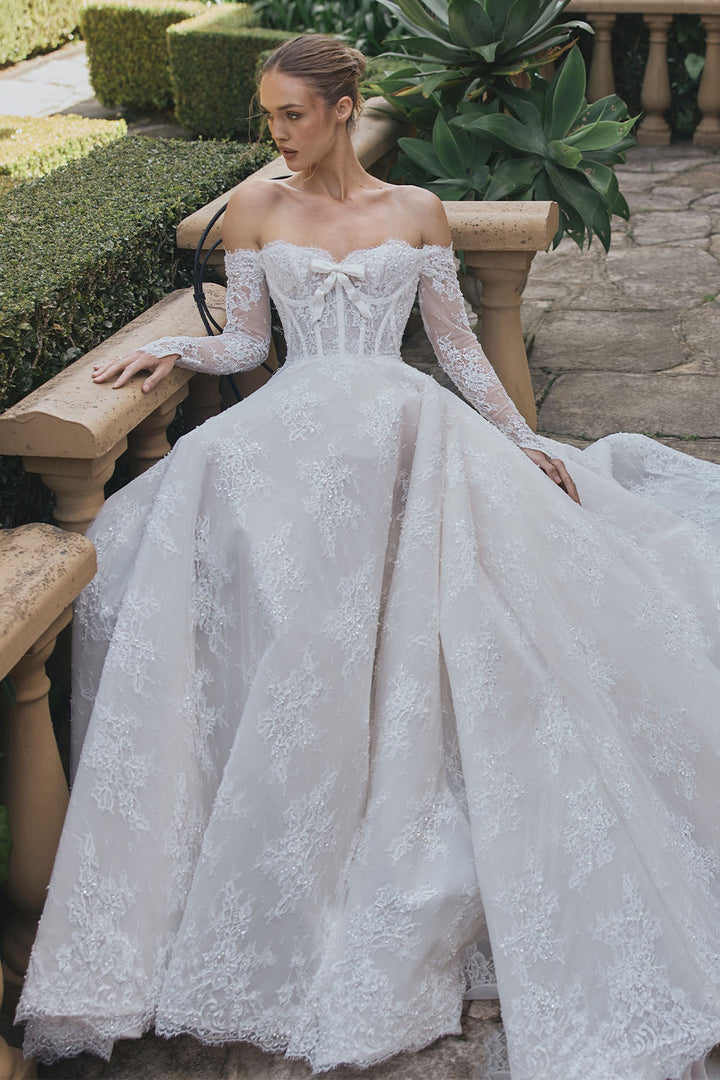 Steven Khalil, Samaya, Enchanting Off-Shoulder Lace Ballgown | Esposa