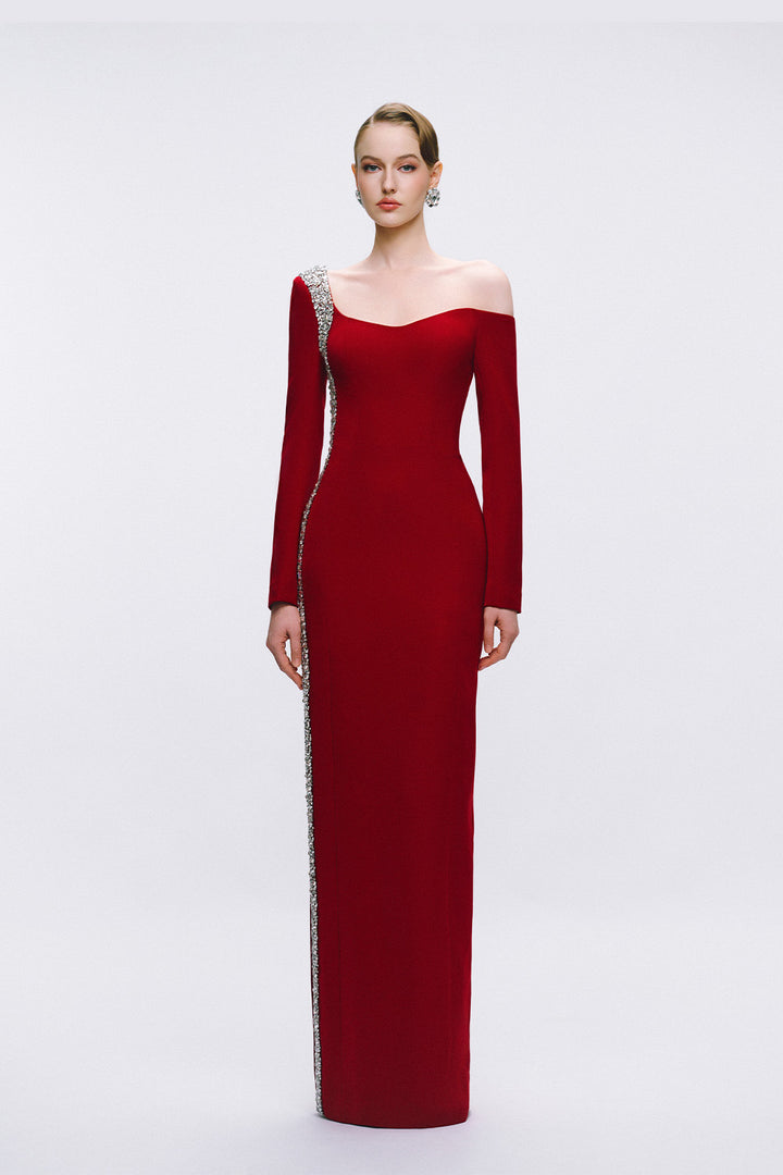 Tracy Studio, Asymmetric Crystal Evening Gown | Esposa