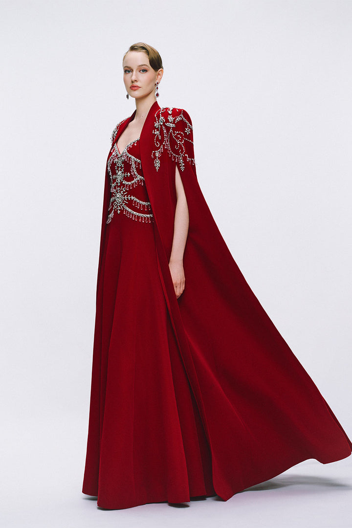 Tracy Studio, Embellished Cape Evening Gown | Esposa