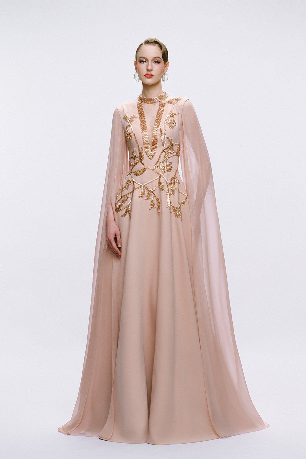 Tracy Studio, Embroidered Cape Gown | Esposa