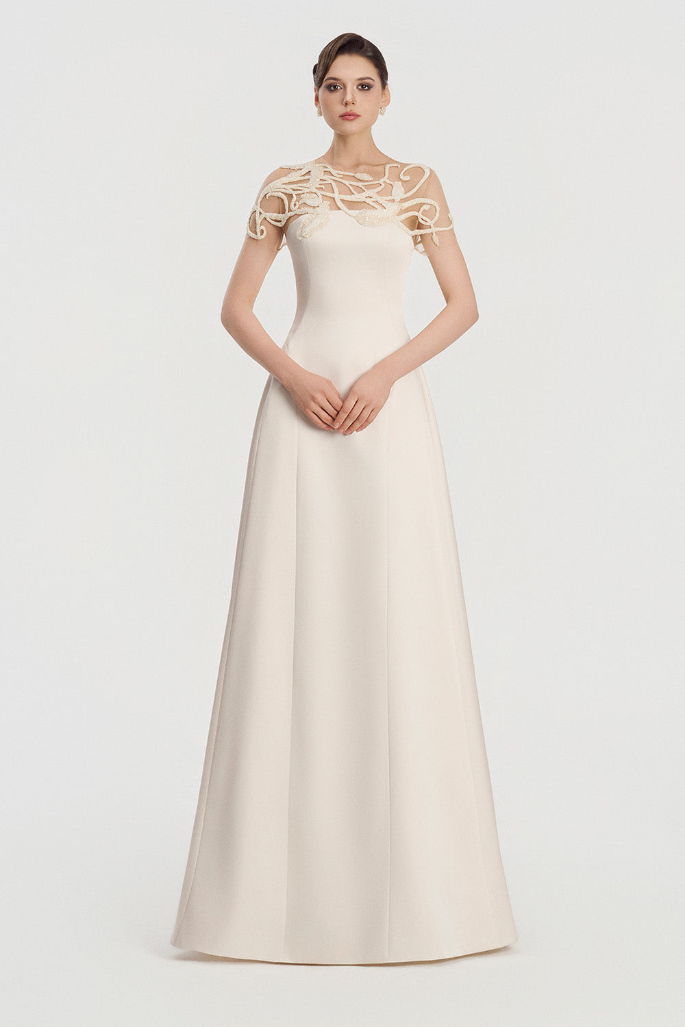 Tracy Studio, Illusion Embroidered Evening Gown | Esposa