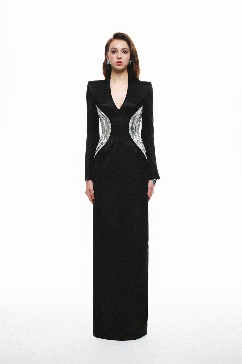 Tracy Studio, Long Sleeve V-Neck Evening Dress | Esposa