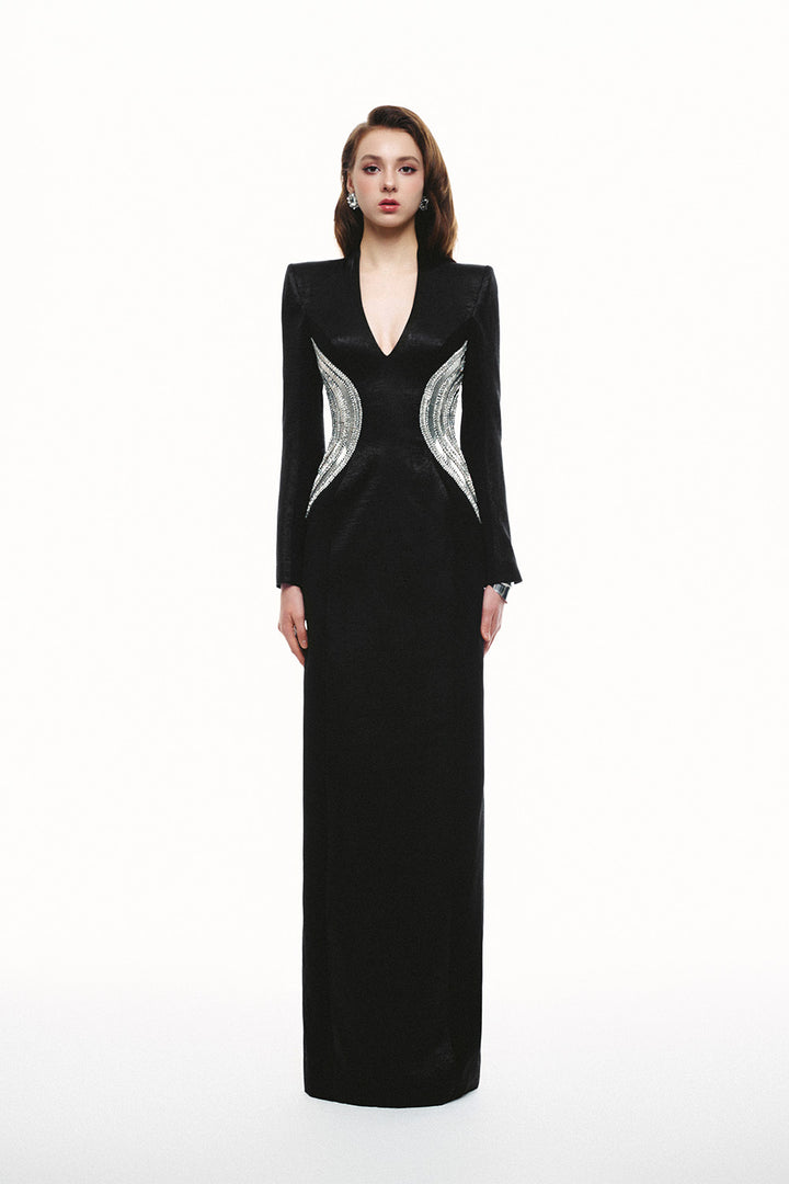 Tracy Studio, Long Sleeve V-Neck Evening Dress | Esposa