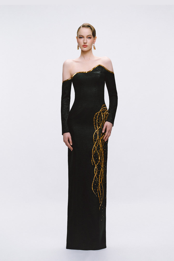 Tracy Studio, Off-Shoulder Embellished Evening Gown | Esposa