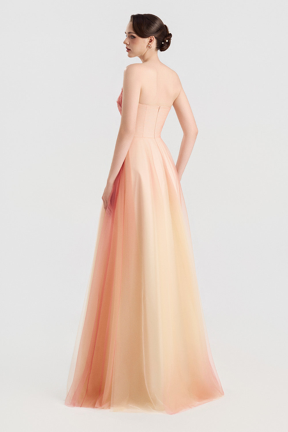 Tracy Studio, Strapless Embroidered Tulle Gown