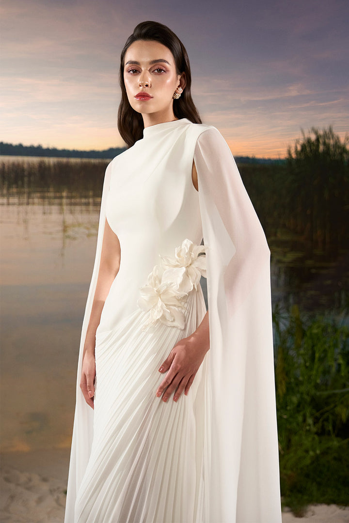 Tracy Studio, Floral Draped Cape Gown | Esposa